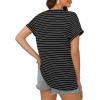 imageXIEERDUO Womens Summer Tops Short Sleeve Shirts Casual V Neck T Shirt Loose Fit ComfyCvblack Stripe