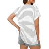 imageXIEERDUO Womens Summer Tops Short Sleeve Shirts Casual V Neck T Shirt Loose Fit ComfyCvwhite Stripe
