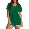 imageXIEERDUO Womens Summer Tops Short Sleeve Shirts Casual V Neck T Shirt Loose Fit ComfyDark Green