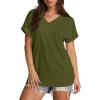 imageXIEERDUO Womens Summer Tops Short Sleeve Shirts Casual V Neck T Shirt Loose Fit ComfyDarmy Green