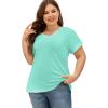 imageXIEERDUO Womens Summer Tops Short Sleeve Shirts Casual V Neck T Shirt Loose Fit ComfyDlake Green