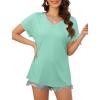 imageXIEERDUO Womens Summer Tops Short Sleeve Shirts Casual V Neck T Shirt Loose Fit ComfyDlake Green