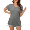 imageXIEERDUO Womens Summer Tops Short Sleeve Shirts Casual V Neck T Shirt Loose Fit ComfyGray