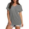 imageXIEERDUO Womens Summer Tops Short Sleeve Shirts Casual V Neck T Shirt Loose Fit ComfyGray