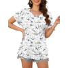 imageXIEERDUO Womens Summer Tops Short Sleeve Shirts Casual V Neck T Shirt Loose Fit ComfyHblue Floral