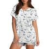 imageXIEERDUO Womens Summer Tops Short Sleeve Shirts Casual V Neck T Shirt Loose Fit ComfyHblue Floral