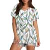 imageXIEERDUO Womens Summer Tops Short Sleeve Shirts Casual V Neck T Shirt Loose Fit ComfyHgreen Floral