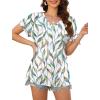 imageXIEERDUO Womens Summer Tops Short Sleeve Shirts Casual V Neck T Shirt Loose Fit ComfyHgreen Floral