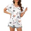 imageXIEERDUO Womens Summer Tops Short Sleeve Shirts Casual V Neck T Shirt Loose Fit ComfyInk Floral