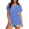 imageXIEERDUO Womens Summer Tops Short Sleeve Shirts Casual V Neck T Shirt Loose Fit ComfyLight Blue