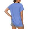 imageXIEERDUO Womens Summer Tops Short Sleeve Shirts Casual V Neck T Shirt Loose Fit ComfyLight Blue