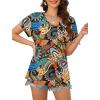 imageXIEERDUO Womens Summer Tops Short Sleeve Shirts Casual V Neck T Shirt Loose Fit ComfyMulticolor Printing