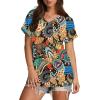 imageXIEERDUO Womens Summer Tops Short Sleeve Shirts Casual V Neck T Shirt Loose Fit ComfyMulticolor Printing