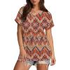 imageXIEERDUO Womens Summer Tops Short Sleeve Shirts Casual V Neck T Shirt Loose Fit ComfyPatterned Boho