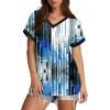 imageXIEERDUO Womens Summer Tops Short Sleeve Shirts Casual V Neck T Shirt Loose Fit ComfyTiedye Blue
