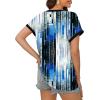 imageXIEERDUO Womens Summer Tops Short Sleeve Shirts Casual V Neck T Shirt Loose Fit ComfyTiedye Blue