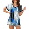 imageXIEERDUO Womens Summer Tops Short Sleeve Shirts Casual V Neck T Shirt Loose Fit ComfyTiedye Blue