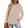 imageXIEERDUO Womens Sweatshirts Crewneck Loose Fitting Tops For Women Long Sleeve Shirts Pullover02ckhaki
