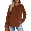 imageXIEERDUO Womens Sweatshirts Crewneck Loose Fitting Tops For Women Long Sleeve Shirts Pullover02ecaramel