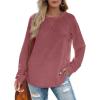 imageXIEERDUO Womens Sweatshirts Crewneck Loose Fitting Tops For Women Long Sleeve Shirts Pullover02fbrick
