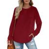 imageXIEERDUO Womens Sweatshirts Crewneck Loose Fitting Tops For Women Long Sleeve Shirts Pullover02mburgundy