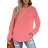 imageXIEERDUO Womens Sweatshirts Crewneck Loose Fitting Tops For Women Long Sleeve Shirts Pullover02mcoral