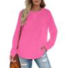 imageXIEERDUO Womens Sweatshirts Crewneck Loose Fitting Tops For Women Long Sleeve Shirts Pullover02mhot Pink
