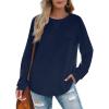 imageXIEERDUO Womens Sweatshirts Crewneck Loose Fitting Tops For Women Long Sleeve Shirts Pullover02nnavyblue