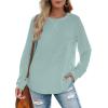 imageXIEERDUO Womens Sweatshirts Crewneck Loose Fitting Tops For Women Long Sleeve Shirts Pullover02pmint Green