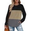 imageXIEERDUO Womens Sweatshirts Crewneck Loose Fitting Tops For Women Long Sleeve Shirts Pullover02qblackkhakigrey