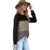 imageXIEERDUO Womens Sweatshirts Crewneck Loose Fitting Tops For Women Long Sleeve Shirts Pullover02qblackkhakigrey