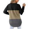 imageXIEERDUO Womens Sweatshirts Crewneck Loose Fitting Tops For Women Long Sleeve Shirts Pullover02qblackkhakigrey
