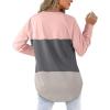 imageXIEERDUO Womens Sweatshirts Crewneck Loose Fitting Tops For Women Long Sleeve Shirts Pullover02tpinkgrey
