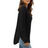 imageXIEERDUO Womens Tunic Tops Long Sleeve Shirts High Low Curved Hem Crewneck Sweater Loose FitBlack