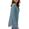 imageXIEERDUO Womens Tunic Tops Long Sleeve Shirts High Low Curved Hem Crewneck Sweater Loose FitBlue