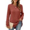 imageXIEERDUO Womens Tunic Tops Long Sleeve Shirts High Low Curved Hem Crewneck Sweater Loose FitCaramel