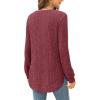 imageXIEERDUO Womens Tunic Tops Long Sleeve Shirts High Low Curved Hem Crewneck Sweater Loose FitRed