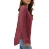 imageXIEERDUO Womens Tunic Tops Long Sleeve Shirts High Low Curved Hem Crewneck Sweater Loose FitRed