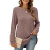 imageXIEERDUO Womens Tunic Tops Long Sleeve Shirts High Low Curved Hem Crewneck Sweater Loose FitRosybrown