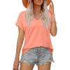 imageXIEERDUO Womens Summer Tops Short Sleeve Shirts Casual V Neck T Shirt Loose Fit ComfyCoral