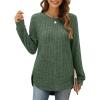 imageXIEERDUO Womens Tunic Tops Long Sleeve Shirts High Low Curved Hem Crewneck Sweater Loose FitDark Green
