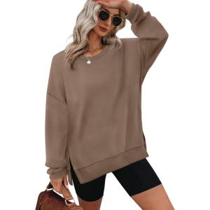 imageXIEERDUO Womens Oversized Sweatshirts Pullover Casual Crewneck Long Sleeve Tops Comfy04coffee