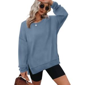 imageXIEERDUO Womens Oversized Sweatshirts Pullover Casual Crewneck Long Sleeve Tops Comfy05blue