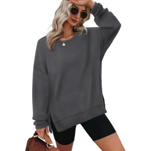 imageXIEERDUO Womens Oversized Sweatshirts Pullover Casual Crewneck Long Sleeve Tops Comfy07grey