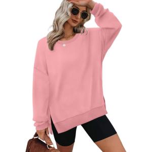 imageXIEERDUO Womens Oversized Sweatshirts Pullover Casual Crewneck Long Sleeve Tops Comfy13coral