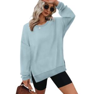 imageXIEERDUO Womens Oversized Sweatshirts Pullover Casual Crewneck Long Sleeve Tops Comfy14lightgreen