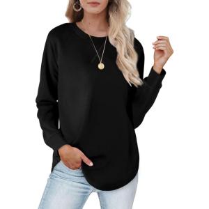 imageXIEERDUO Womens Sweatshirts Crewneck Loose Fitting Tops For Women Long Sleeve Shirts Pullover02bblack