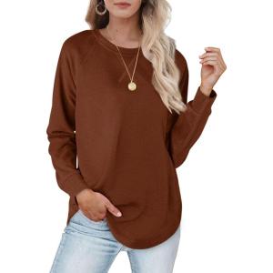 imageXIEERDUO Womens Sweatshirts Crewneck Loose Fitting Tops For Women Long Sleeve Shirts Pullover02ecaramel