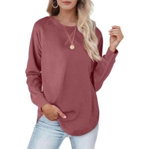 imageXIEERDUO Womens Sweatshirts Crewneck Loose Fitting Tops For Women Long Sleeve Shirts Pullover02fbrick
