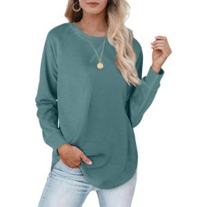 imageXIEERDUO Womens Sweatshirts Crewneck Loose Fitting Tops For Women Long Sleeve Shirts Pullover02jgreyblue